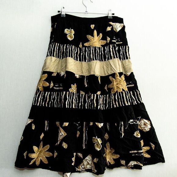 Chaus Petites Size 10 Multi print Black Brown Floral Skirt - Picture 2 of 4